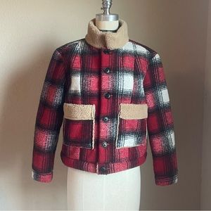 THE MIRANDA PLAID BARN JACKET IN RED/BLACK BY NSF
